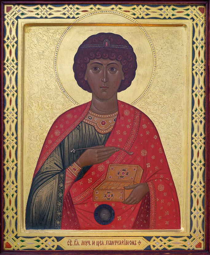 Икона с частицей мощей великомученика и целителя Пантелеимона